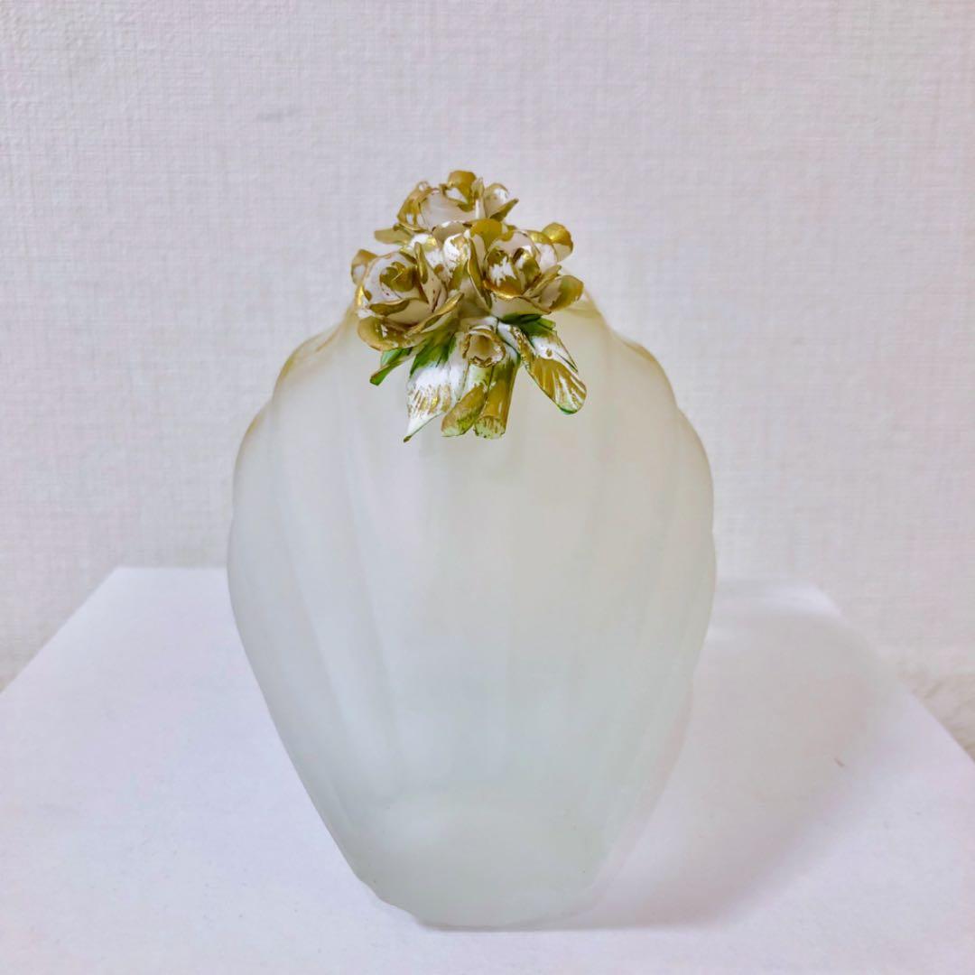 新品アンティーク イタリー製 花瓶 フラワーベース ムラーノガラス 薔薇ゴールド