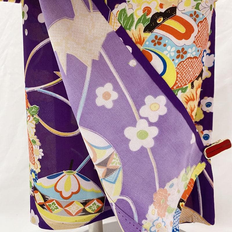 ◎504ag30◎七五三 三歳 女児 単衣着物&被布 セミアンティーク 紫◎