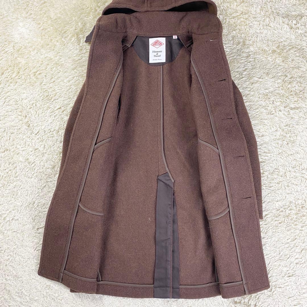 【極美品】ダントン ウールモッサ フードコート 2way 小さいサイズ 34 茶