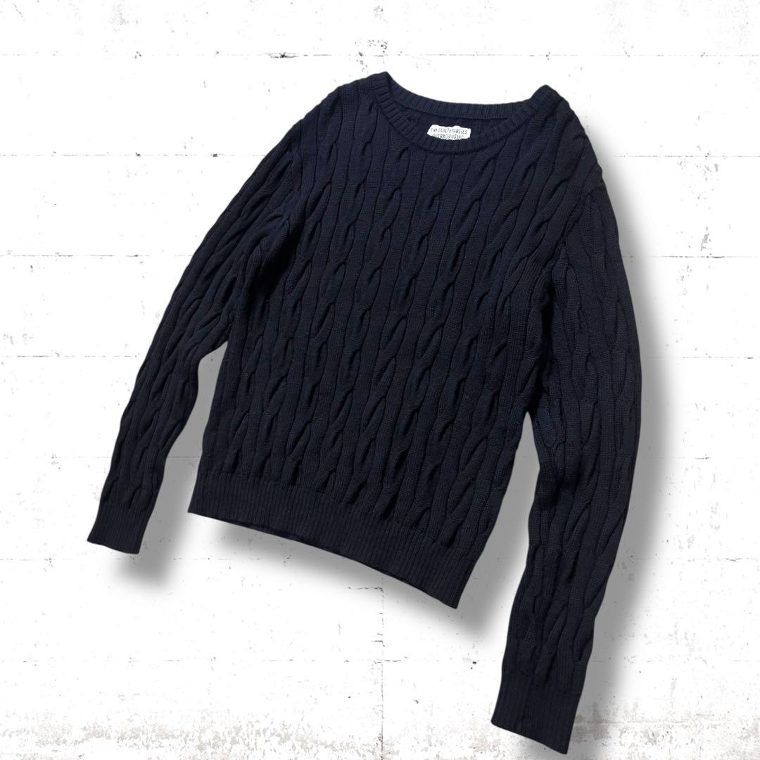 肉厚　WACKOMARIA ウール　ケーブル　クルーネックニット　セーター　XL