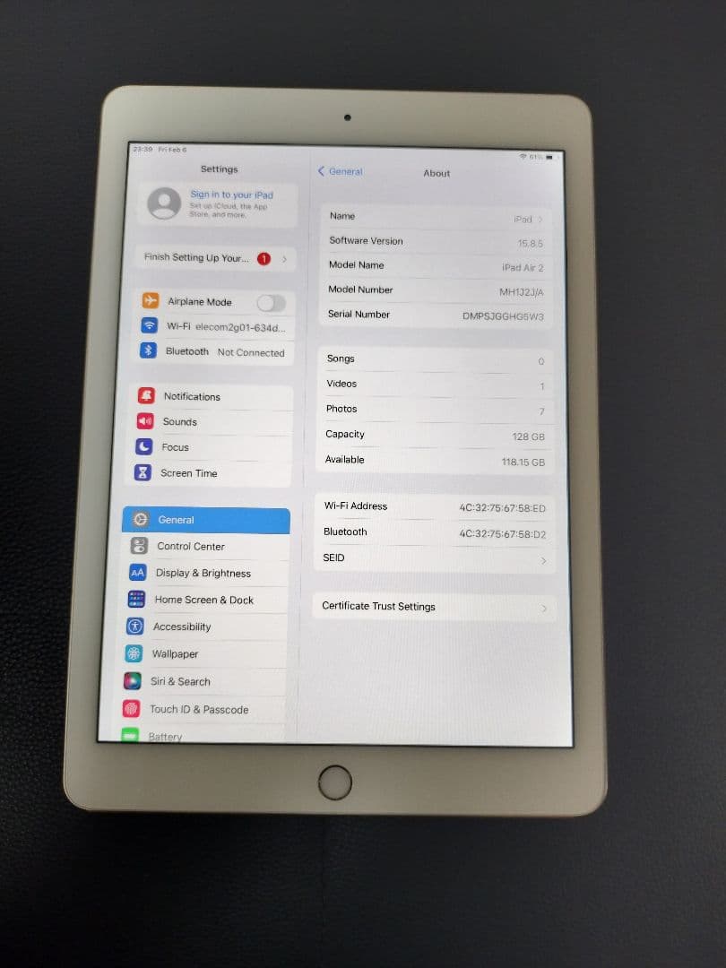 iPad本体 Ipad Air 2 128GB