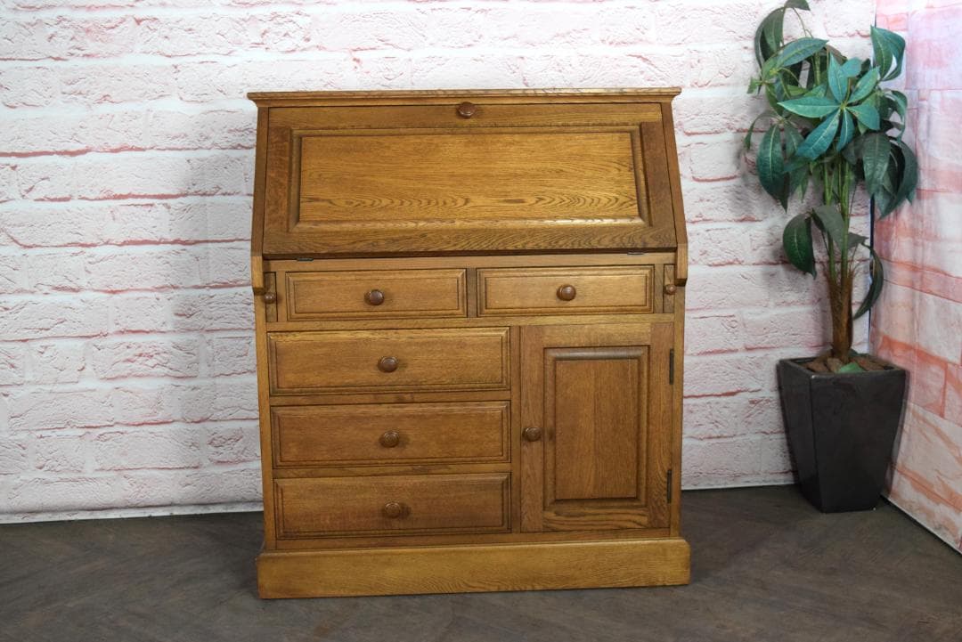 北海道旭川家具 和光 北海民芸 ライティングビューロー/デスク ナラ材