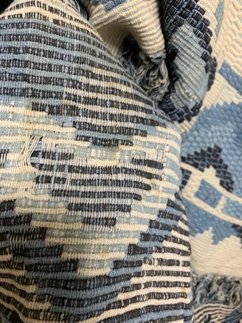 幾何学模様のラグ キリム 絨毯 インド 昭和レトロ 当時物