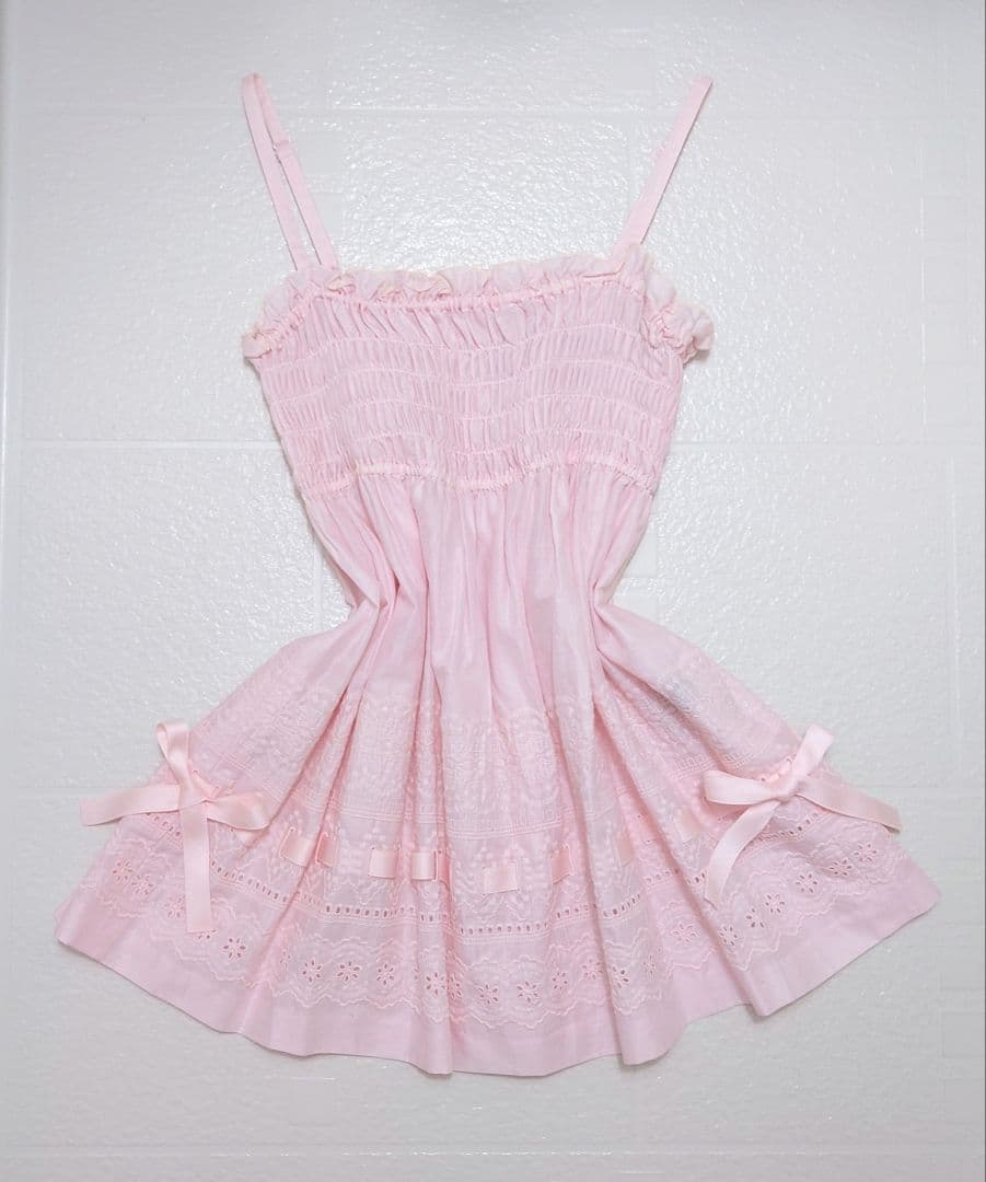 新品 未使用 タグ付き フリル リボン コットン キャミソール