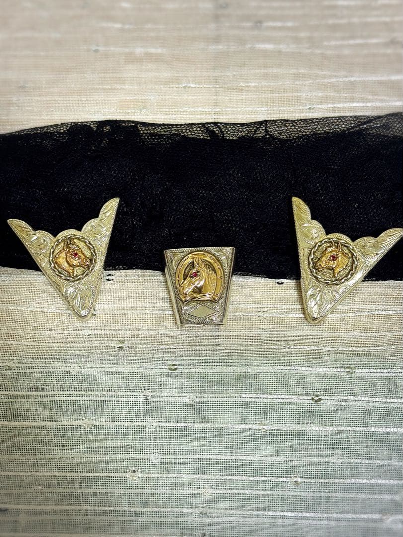 ビンテージ⭐︎ウェスタンカラーチップとスカーフリング3点セット10K&ルビー