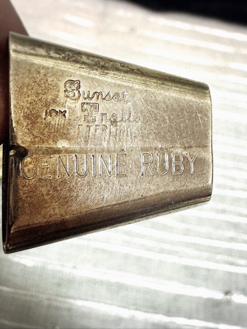 ビンテージ⭐︎ウェスタンカラーチップとスカーフリング3点セット10K&ルビー