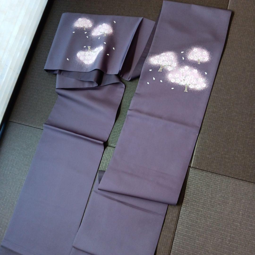 手描き友禅 工房さはこ　友禅作家　佐波古直明氏　九寸名古屋帯　夜桜