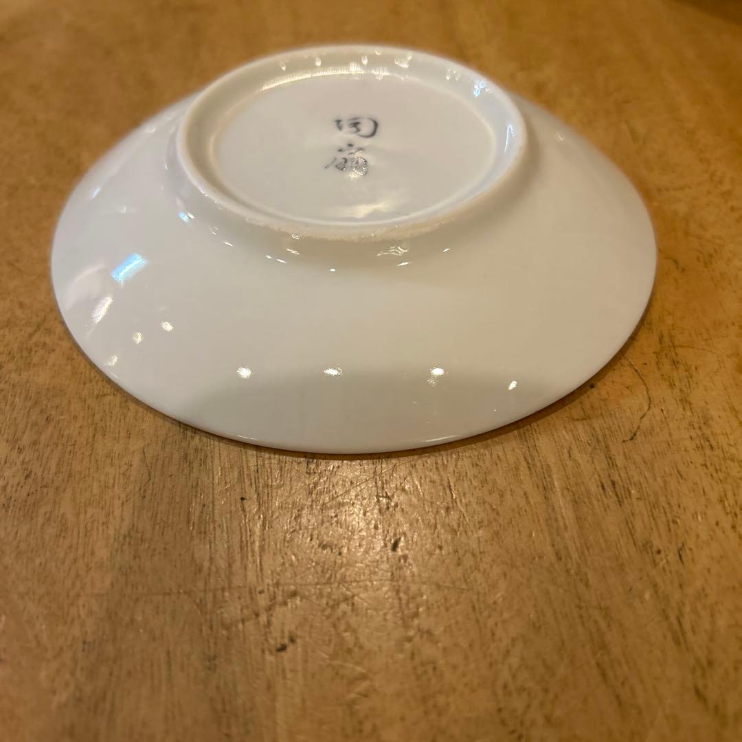 未使用品　有田焼　陶扇　小皿5枚揃え　銘々皿　錦絵　赤絵　金彩