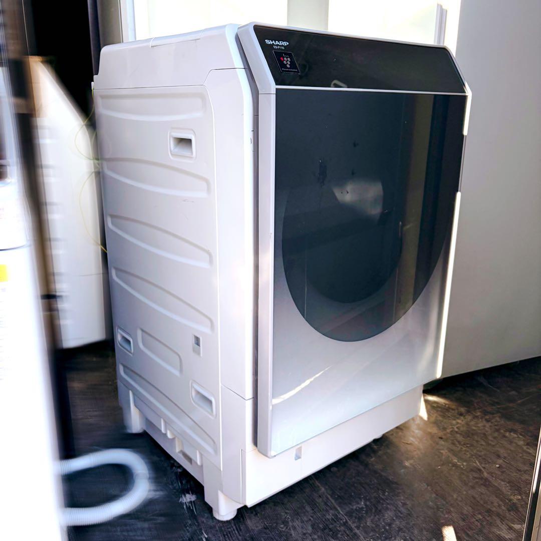 85運搬取付無料！シルバー純正SHARP右開きドラム式乾燥洗濯機！完動品超美品！