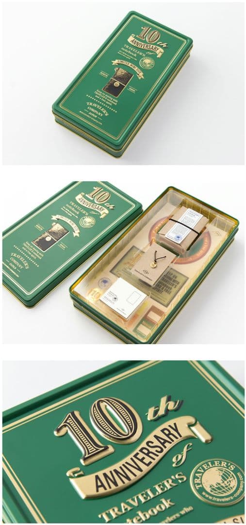 トラベラーズノート 10周年記念缶 緑
