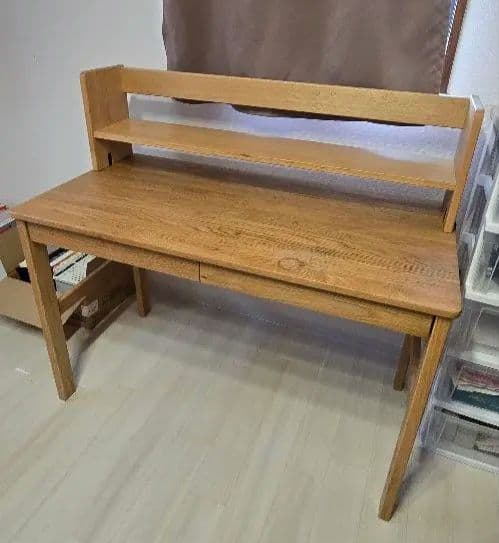 無印良品　天然木　オーク材　デスク　学習机　上置き付き