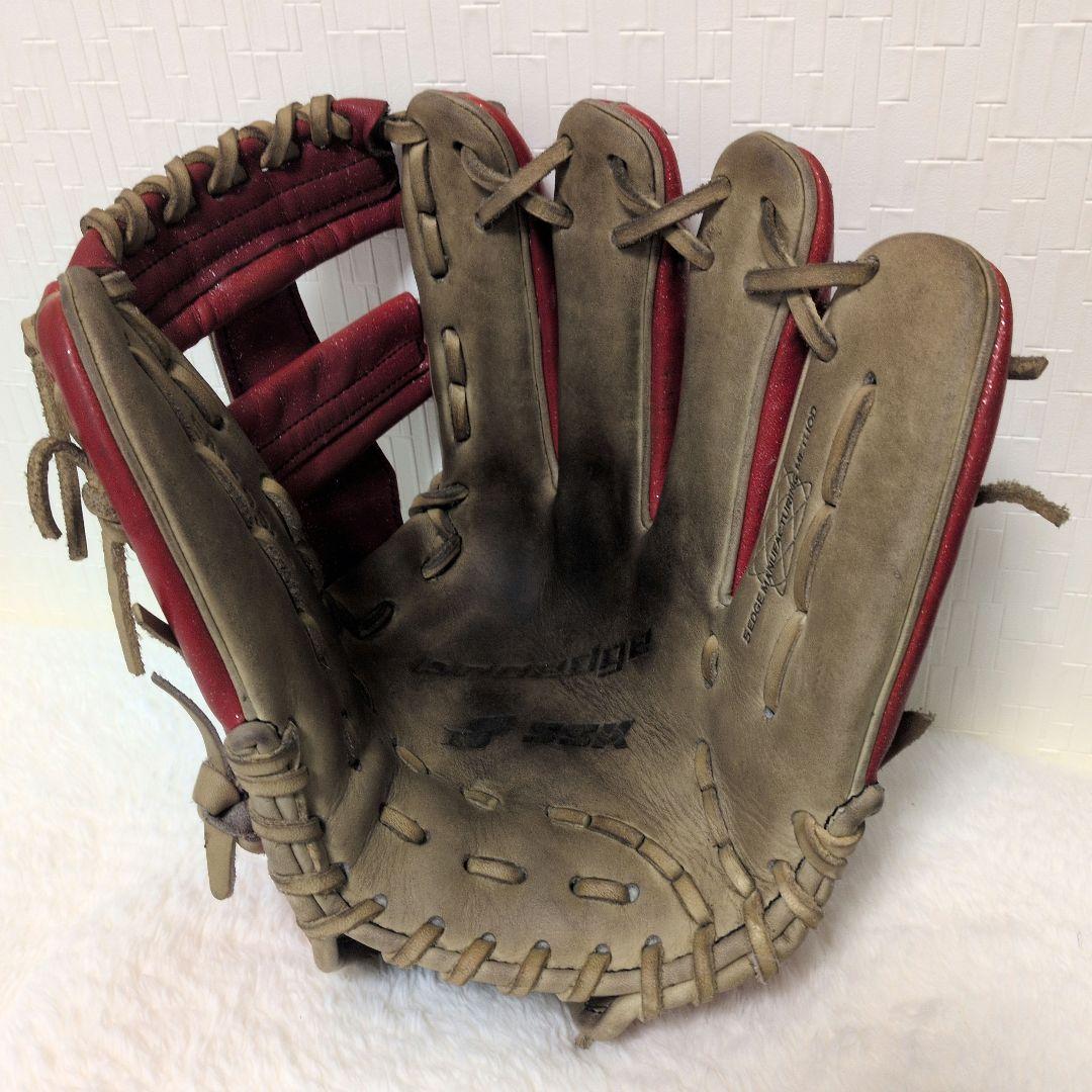 即戦力♡SSK最高峰【プロエッジ 】軟式 内野手用 グローブ 赤ラメ×ベージュ