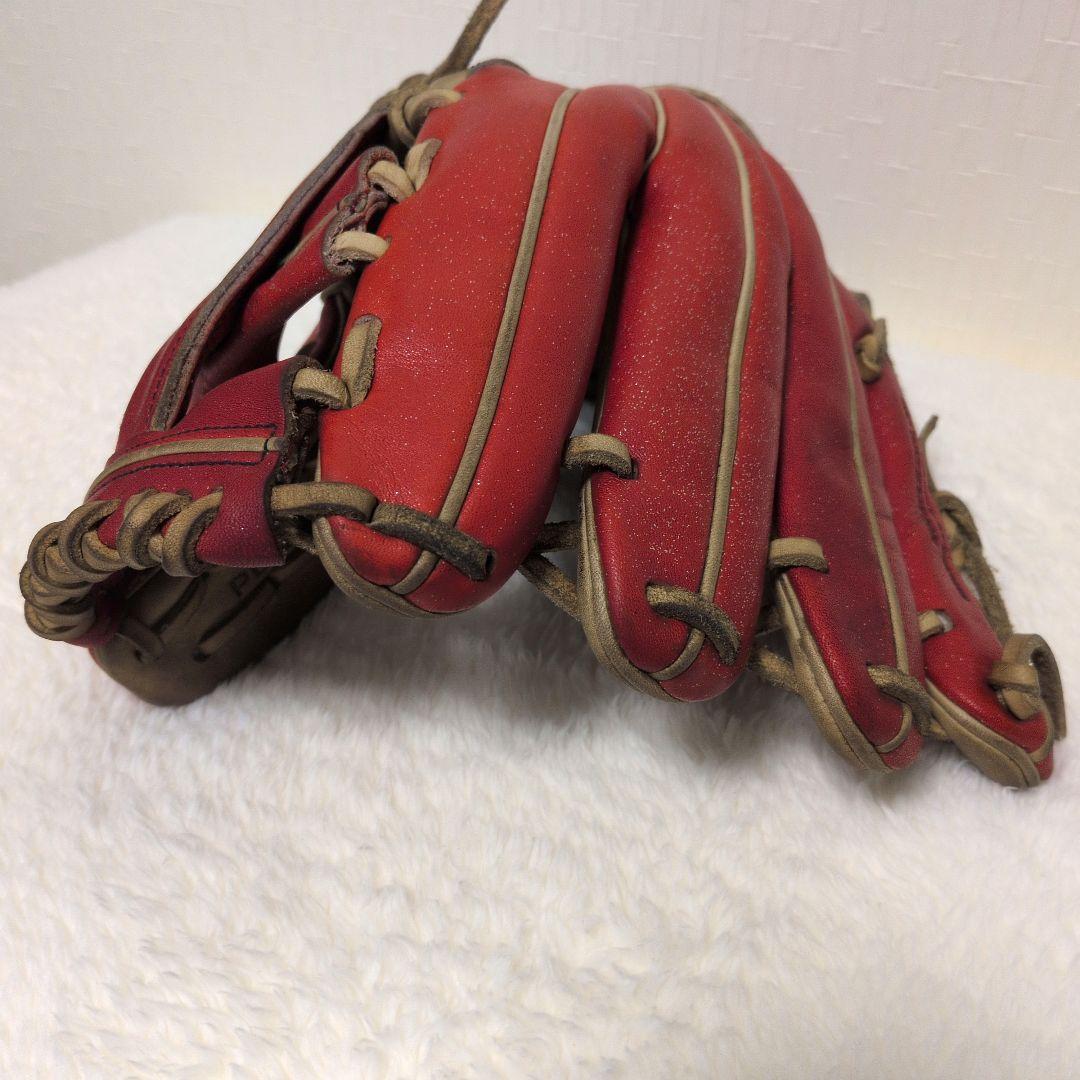 即戦力♡SSK最高峰【プロエッジ 】軟式 内野手用 グローブ 赤ラメ×ベージュ