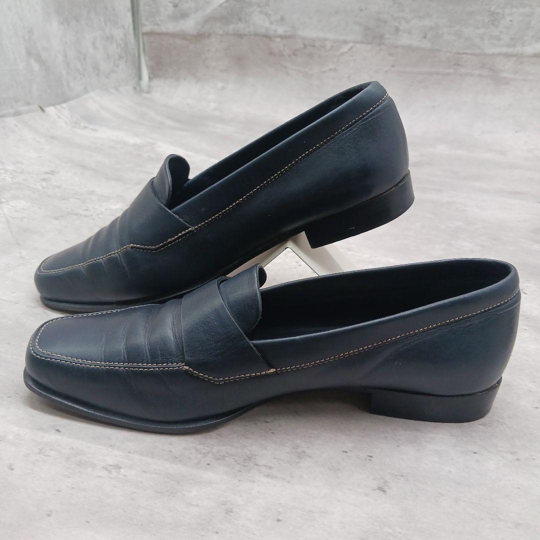 美品 プラダ レディース スクウェアトゥ レザー ローファー 36.5 ブラック