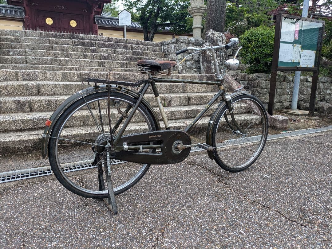 山口　シルバー号　整備済み　実用車　昭和 レトロ 自転車 　ロッドブレーキ