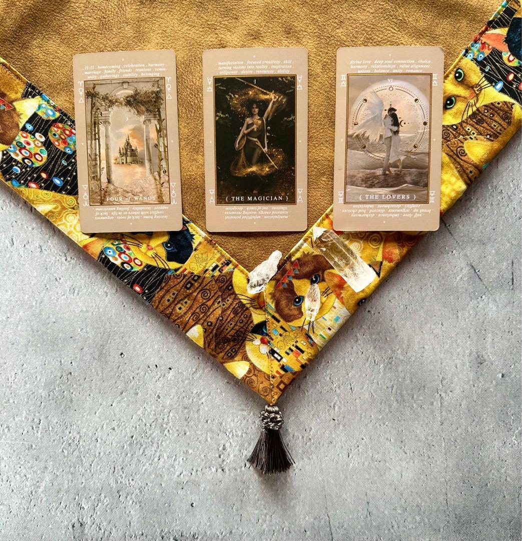 【再販】USAコットン☆エスニックキャットプリント ハンドメイドタロットクロス