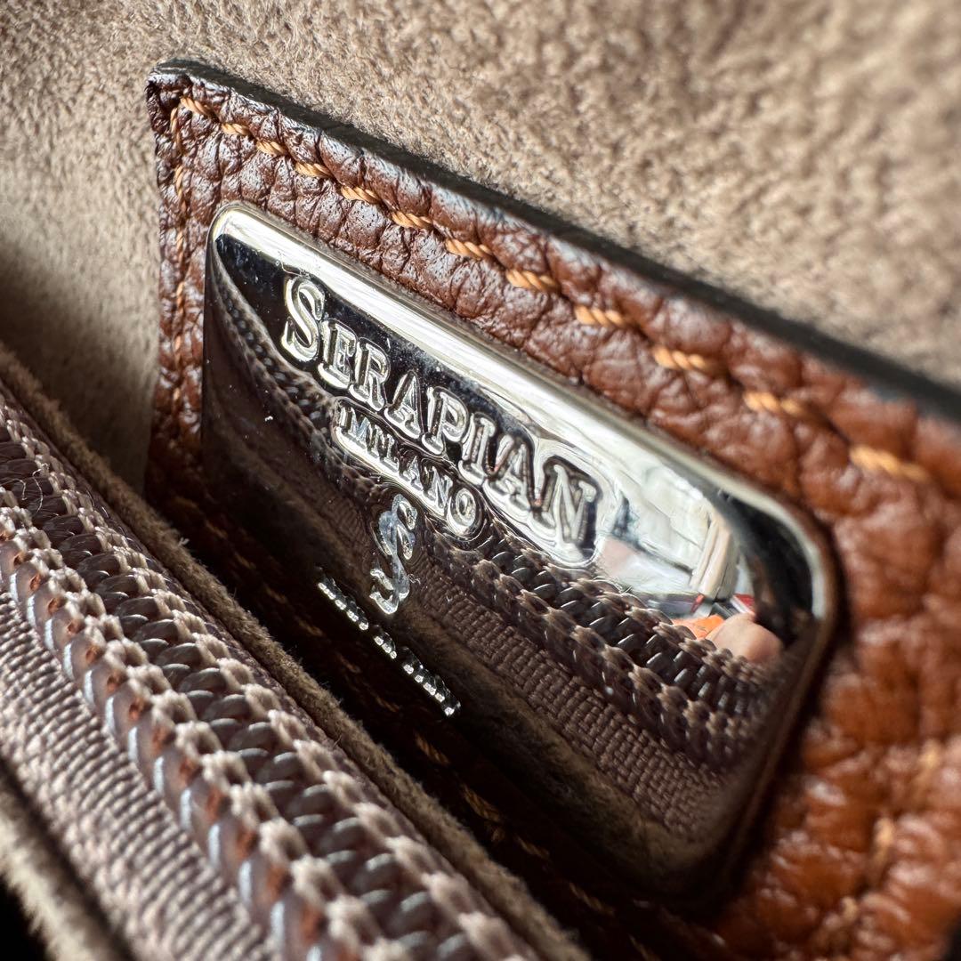 SERAPIAN カシミアレザー製 ラージ ブリーフケース セラピアン ブラウン