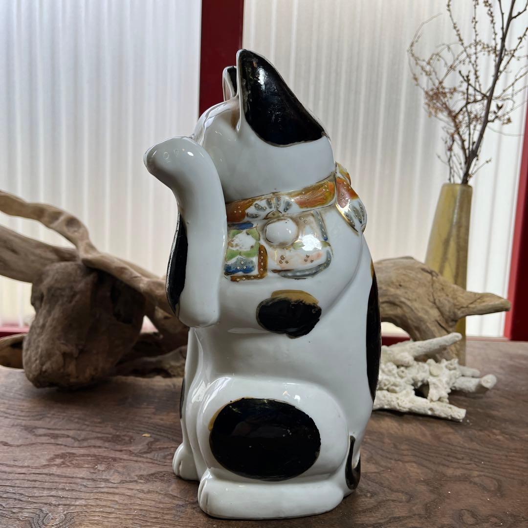 古瀬戸／招き猫／骨董／希少／縁起物／招き猫／アンティーク／ヴィンテージ