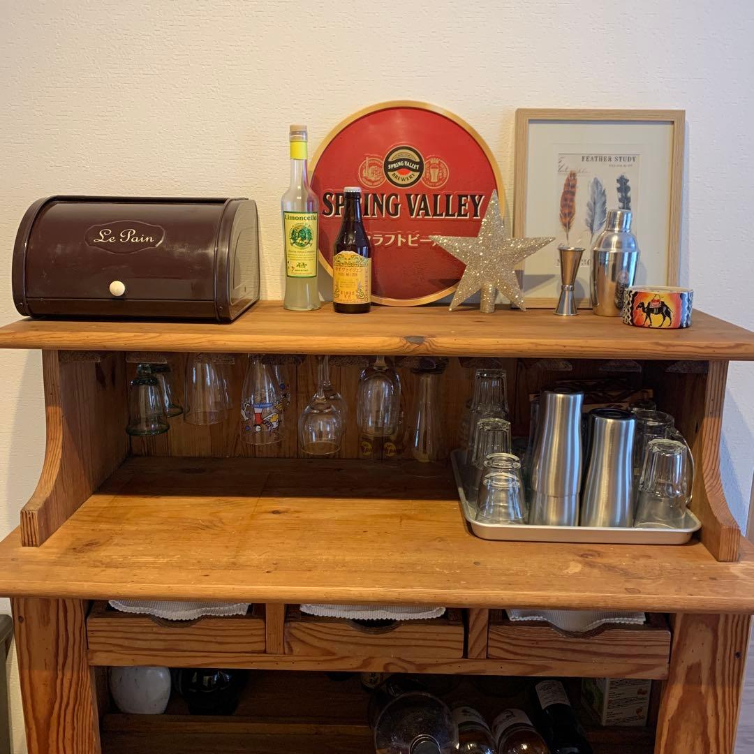 木製ワインラック　カウンター　食器棚