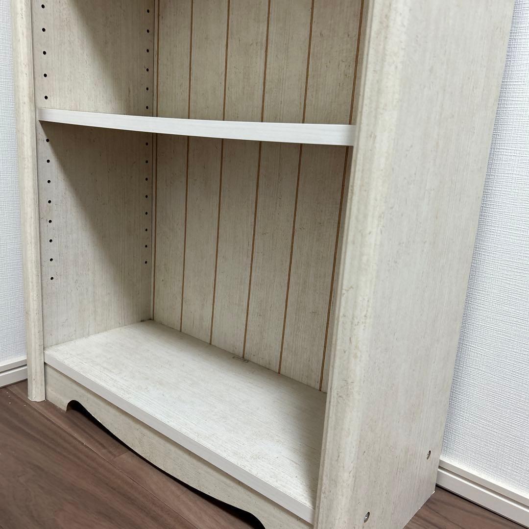 ニトリ　オープンシェルフ　リズバレー　ホワイト ストライプ模様 シェルフ 本棚