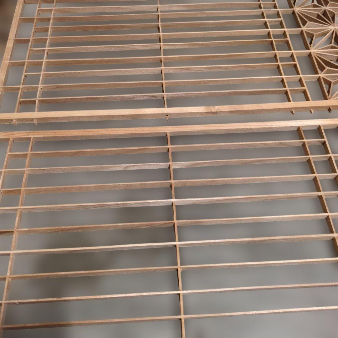 昭和レトロ 組子欄間 2枚セット① 書院障子 建具 衝立 引戸 ガラス戸