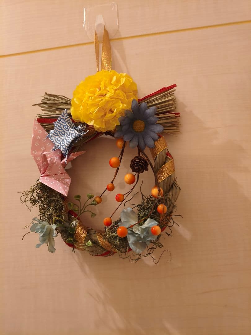 正月飾り しめ縄 造花リース