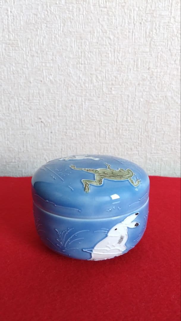 昇峰　伊藤南山　清水焼　京焼　鳥獣戯画　蓋物　小物入れ　交趾