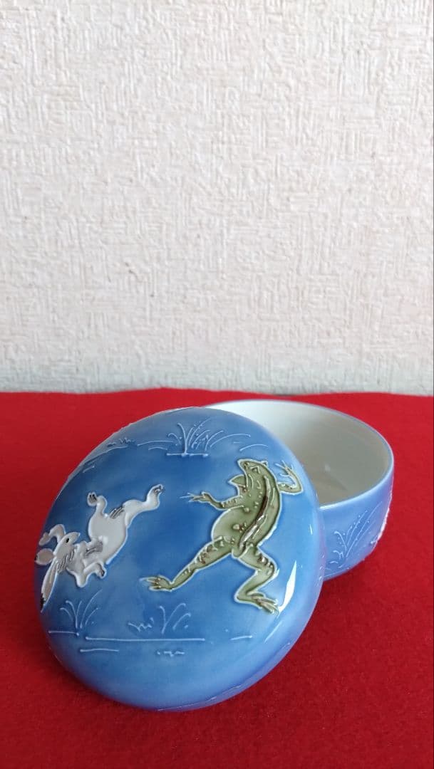 昇峰　伊藤南山　清水焼　京焼　鳥獣戯画　蓋物　小物入れ　交趾
