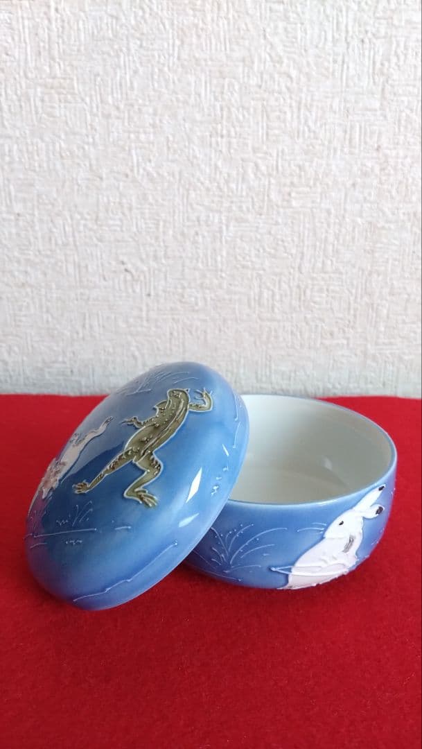 昇峰　伊藤南山　清水焼　京焼　鳥獣戯画　蓋物　小物入れ　交趾