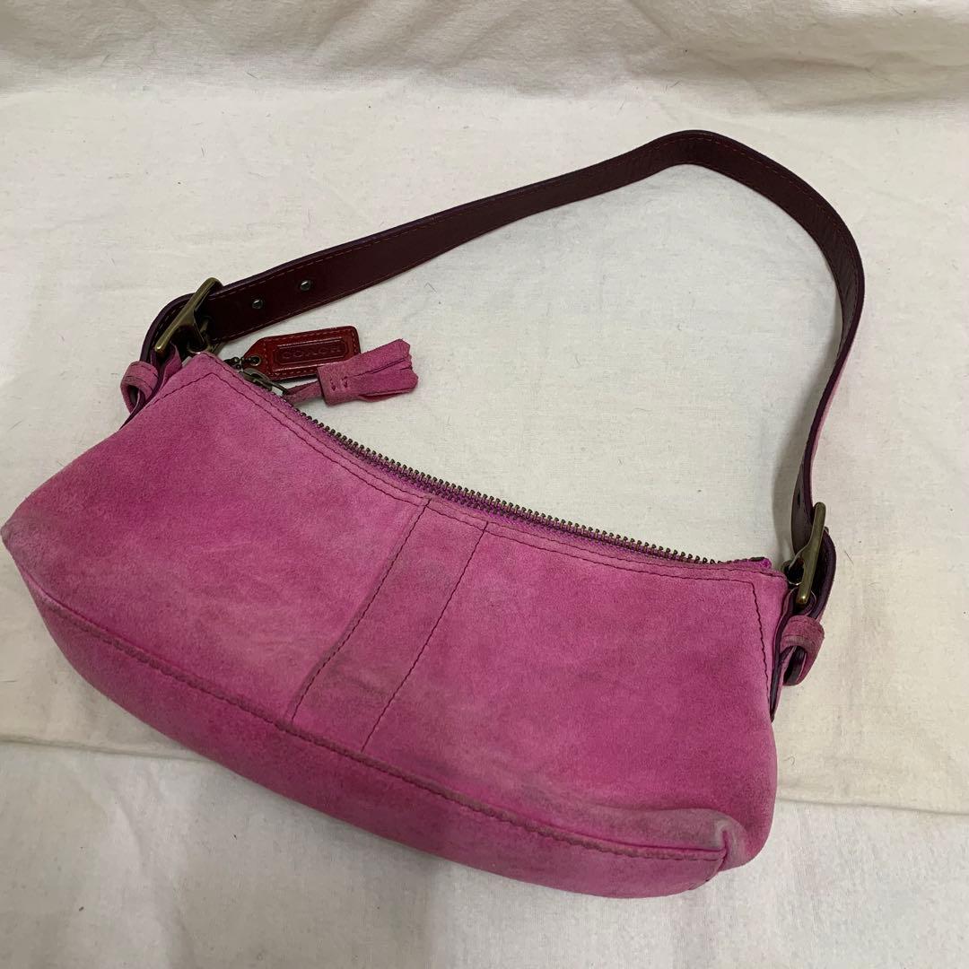 COACH コーチ　ハンドバッグ　スエード　ピンク　E04S-7470