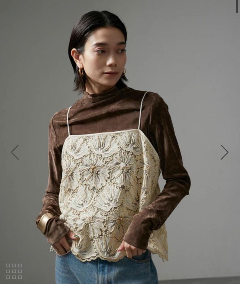 SALON adam et rope' フラワーレースキャミソール