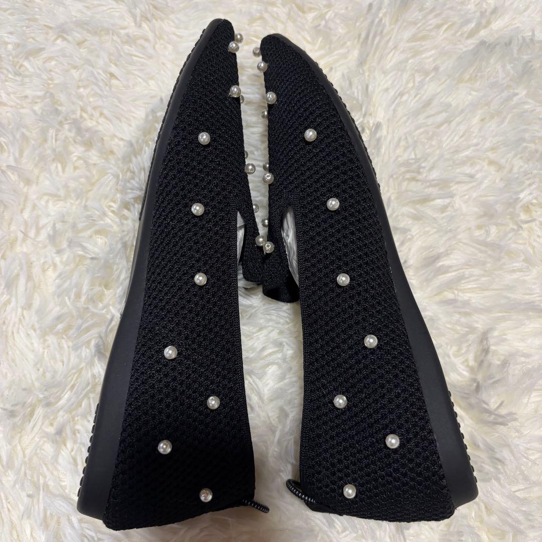 新品 オッフェン　offen パール　黒　ブラック　フラットシューズ 40