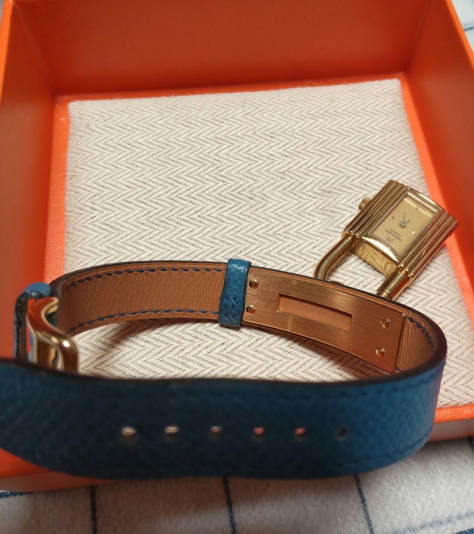 ♛ エルメス HERMÈS ケリーウォッチ 青・ ゴールド ♛
