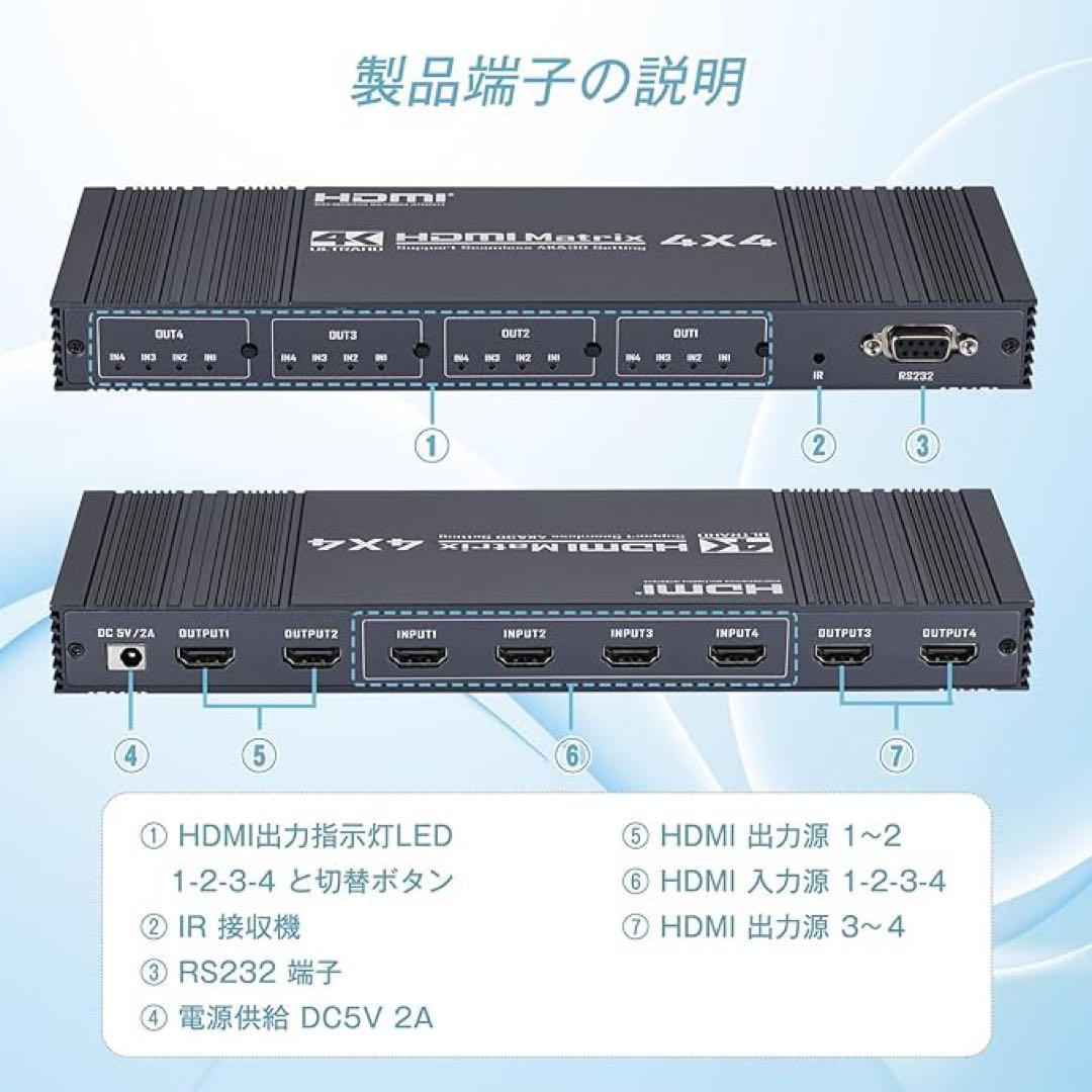 【新品】RS232 HDMI マトリックス 4入力4出力
