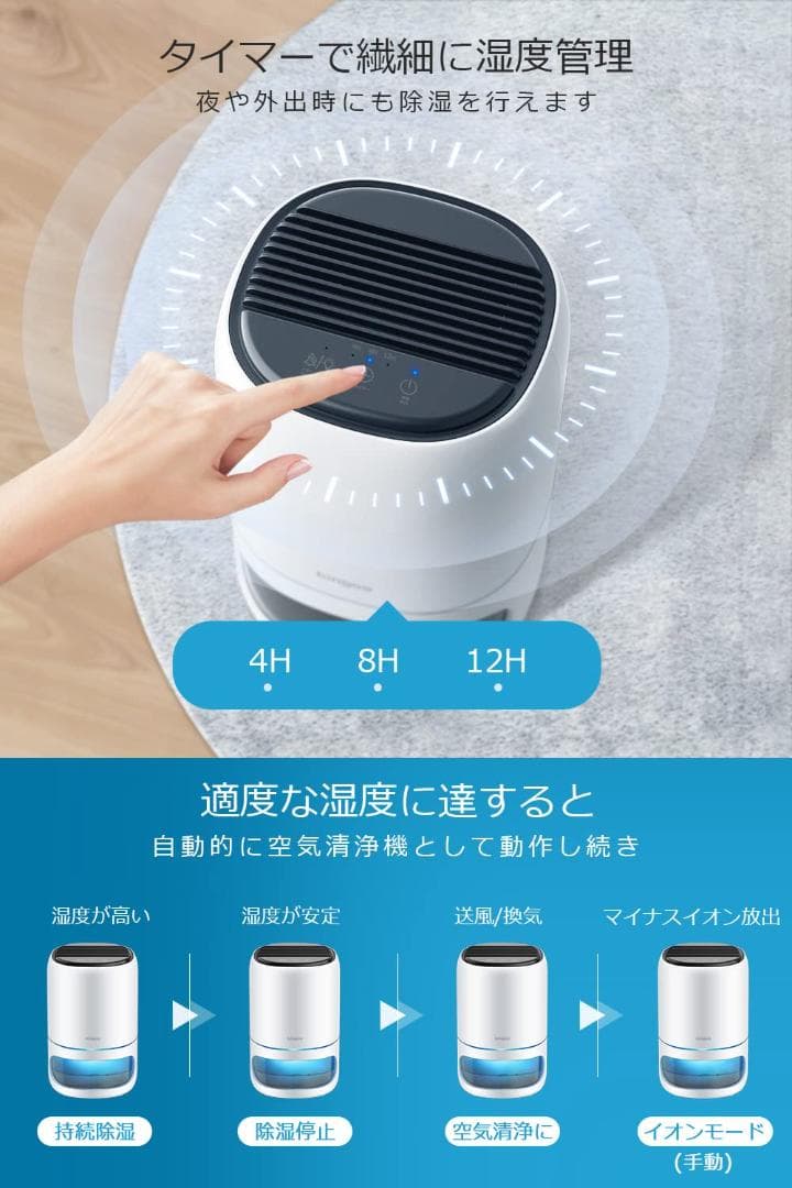 除湿器 除湿機 マイナスイオン大容量タンク20畳強力除湿 小型