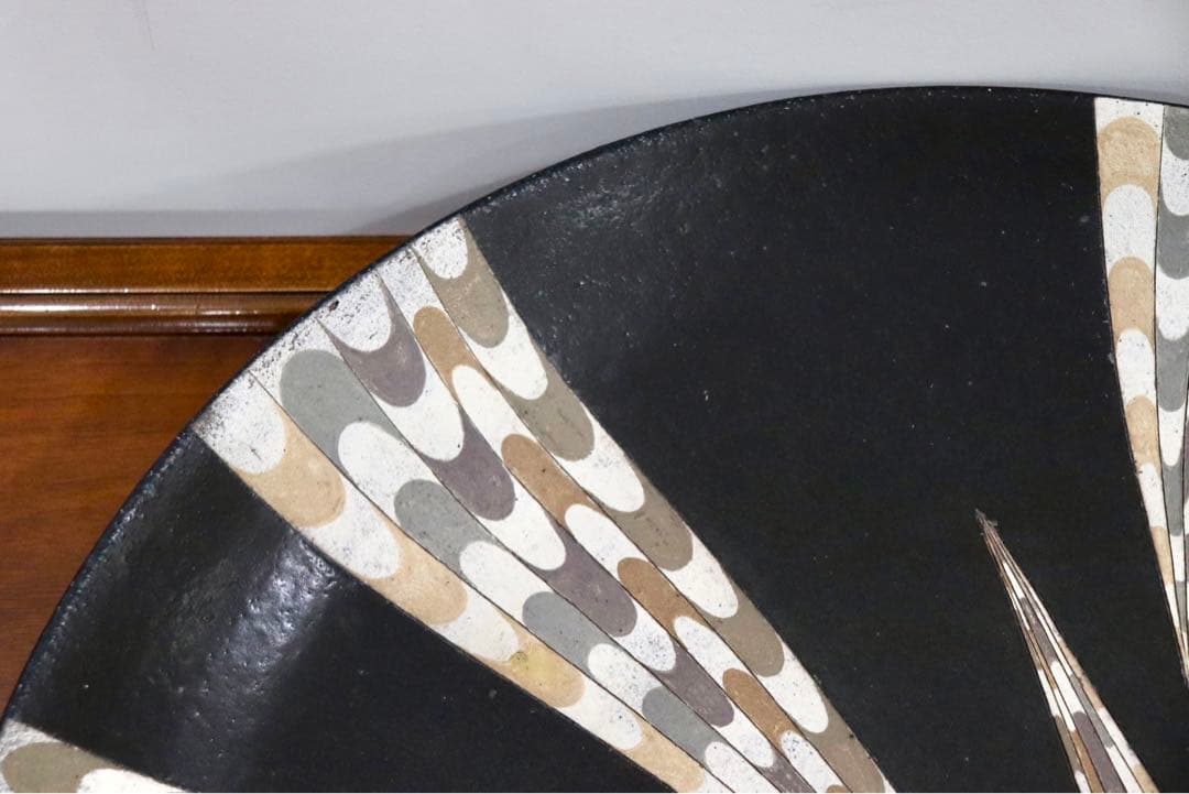 GMHO147B○市野哲次 作家物 器 大皿 丸皿 皿 食器 陶磁器 陶器 イ