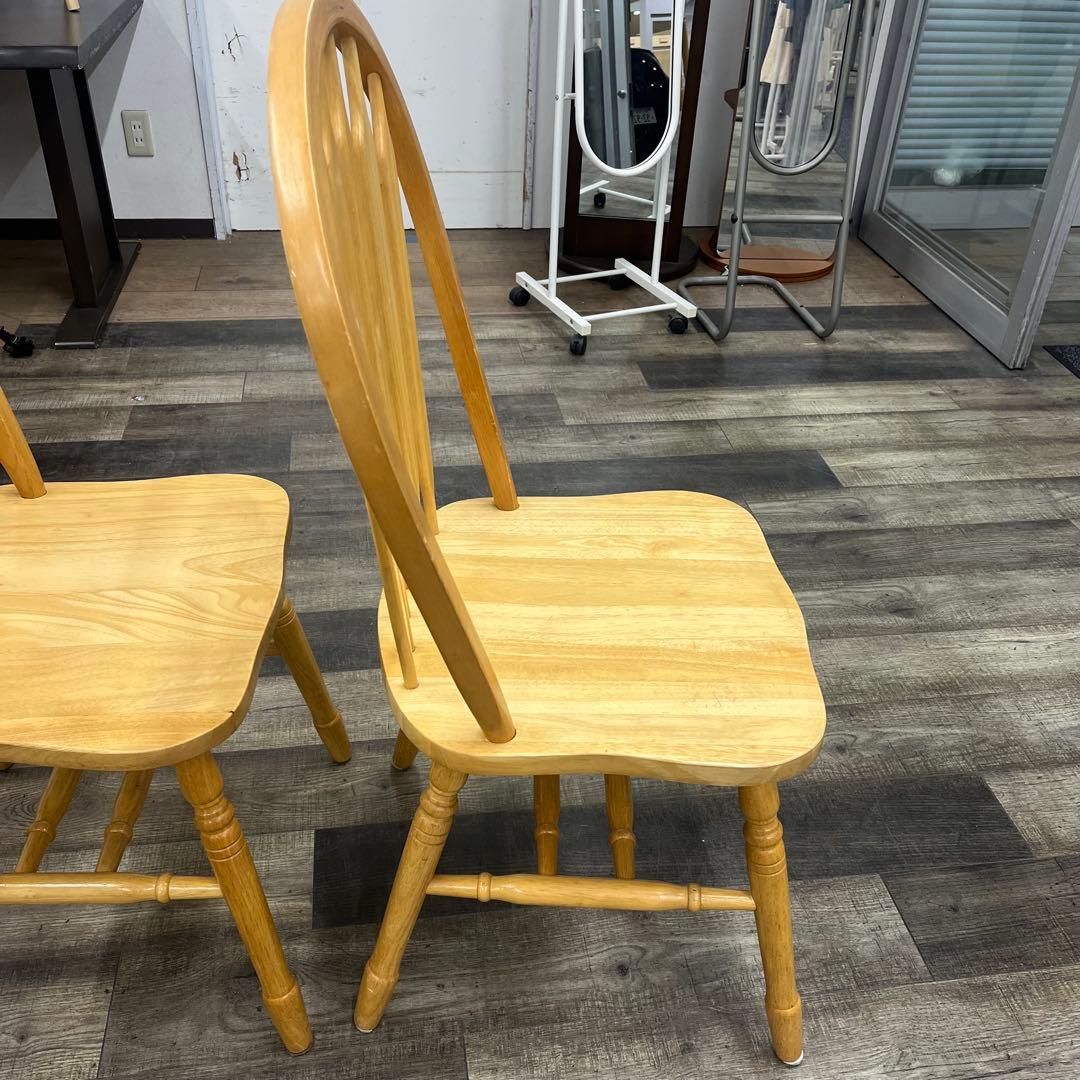 ② RUBBERWOOD ダイニングチェア ウィンザー　天然木　２脚セット