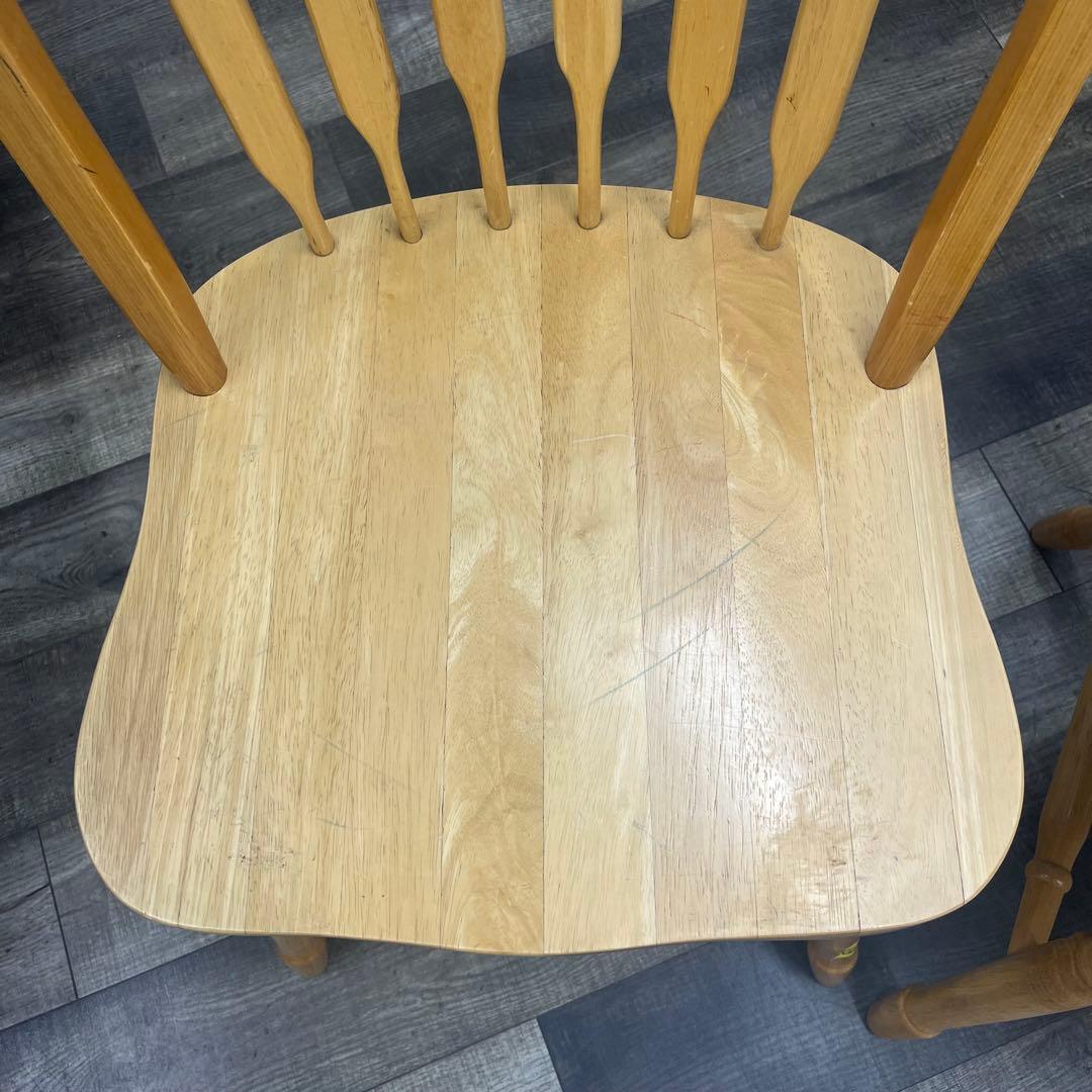 ② RUBBERWOOD ダイニングチェア ウィンザー　天然木　２脚セット