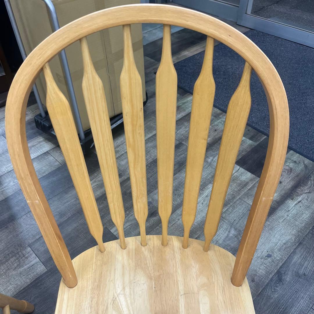 ② RUBBERWOOD ダイニングチェア ウィンザー　天然木　２脚セット