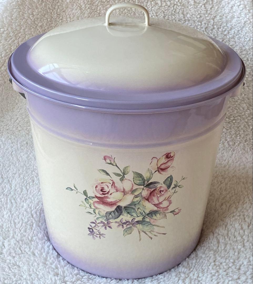 ☘️イマン☘️ ビビアン　パープル　ホーロー製蓋付き特大バケツ　ストッカー