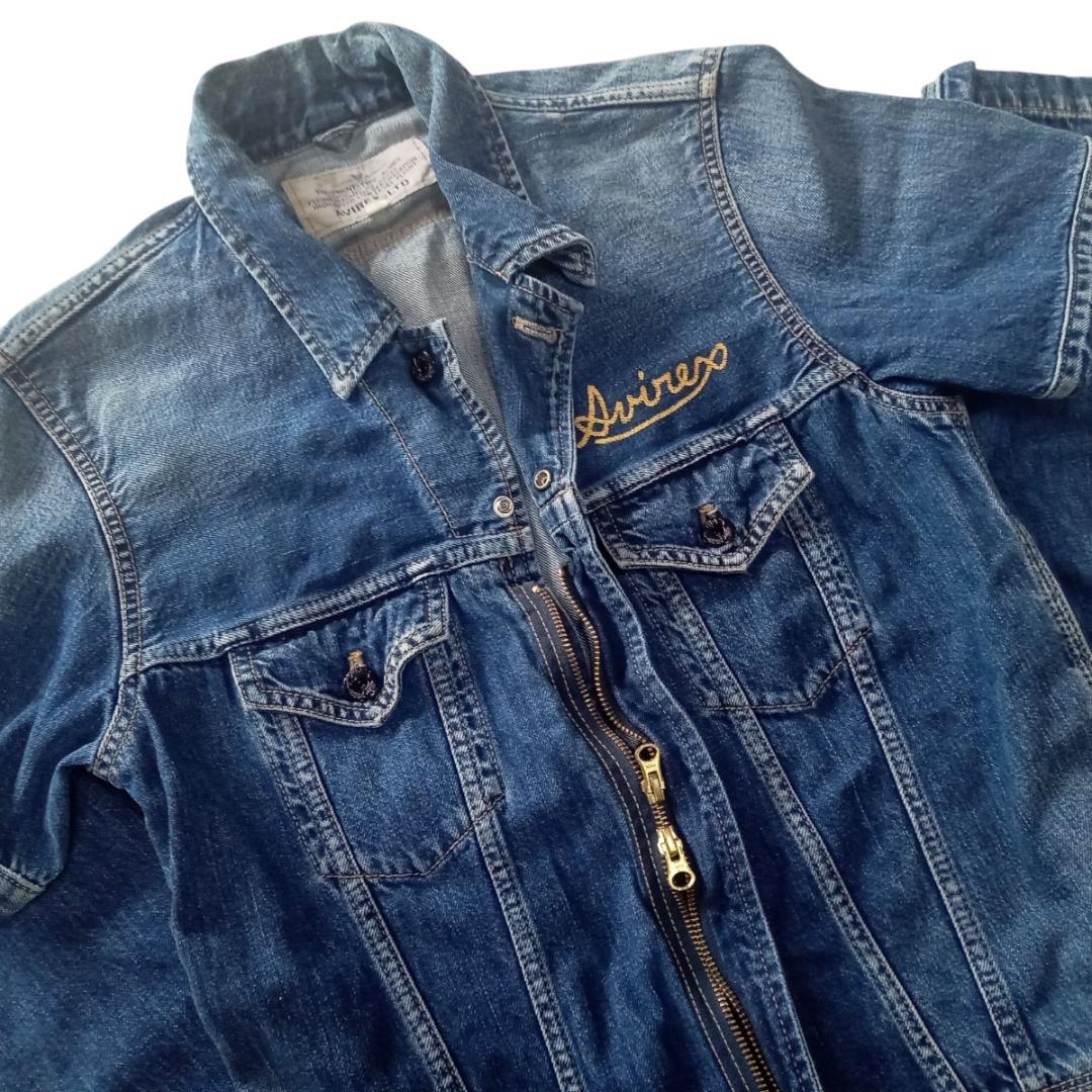 良品 AVIREX アヴィレックス 半袖 デニム オールインワン つなぎ M