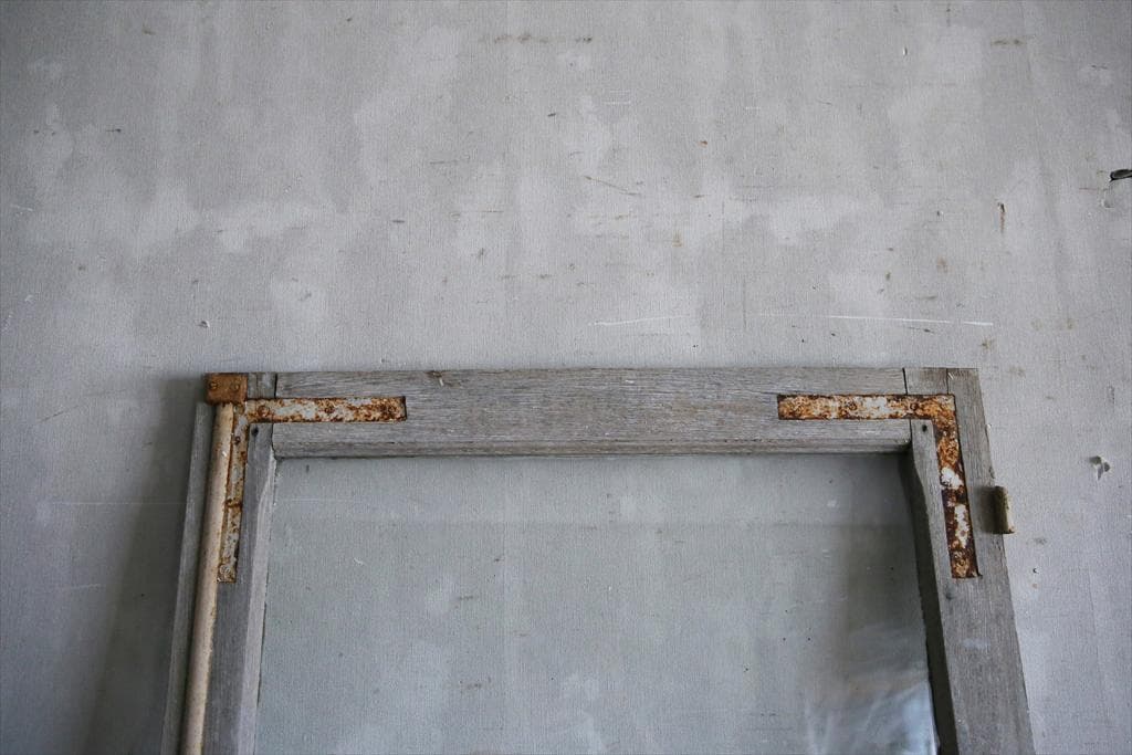 フランスアンティークモノンクル付ガラス窓/フランス落とし扉/木製枠(77-216