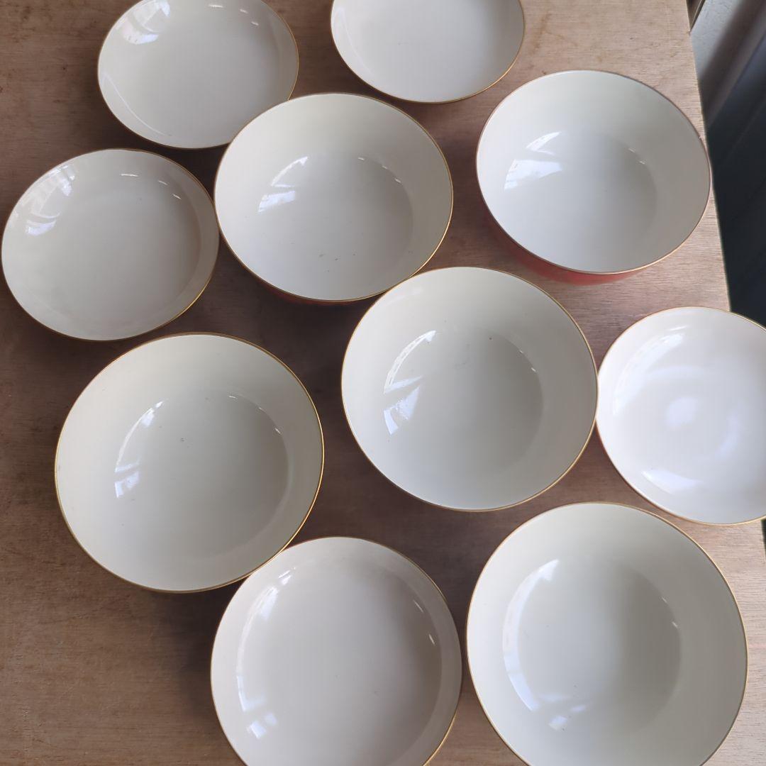 骨董 蓋物 高麗赤絵 金彩 茶碗 煮物 蓋物 在銘 懐石料理 会席料理 5つ