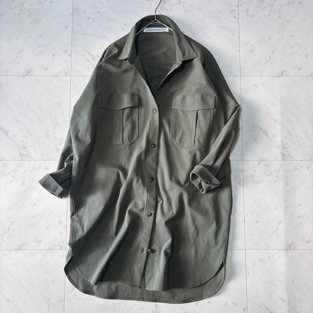 極美品 コグザビックスモーク ゆったり サファリシャツ ロングシャツ コクーン