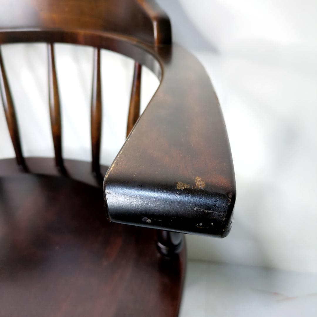 北海道民芸家具 デスクチェア キャプテンチェア キャスター付 椅子 樺 無垢材