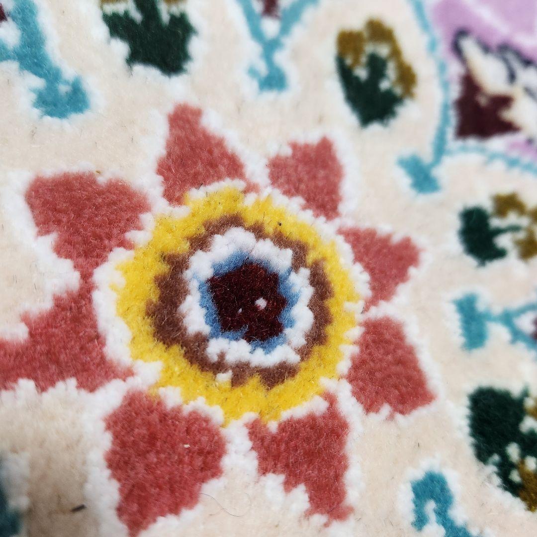 ナイン産 ペルシャ絨毯 円形 ウール＆シルク 50cm