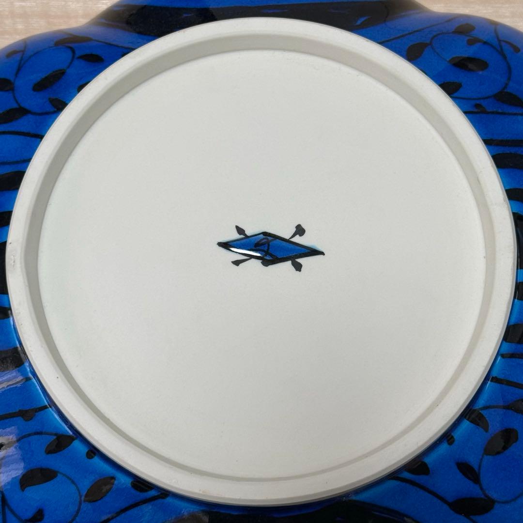 幸兵衛窯(人間国宝 加藤卓男)青釉魚紋大鉢 ペルシャブルー 美品