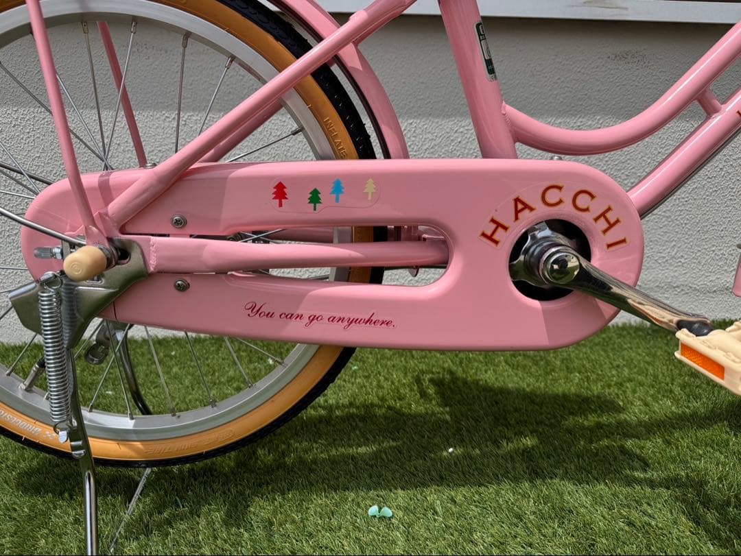 HACCHI 子供用自転車 ピンク バスケット・両立スタンド付き