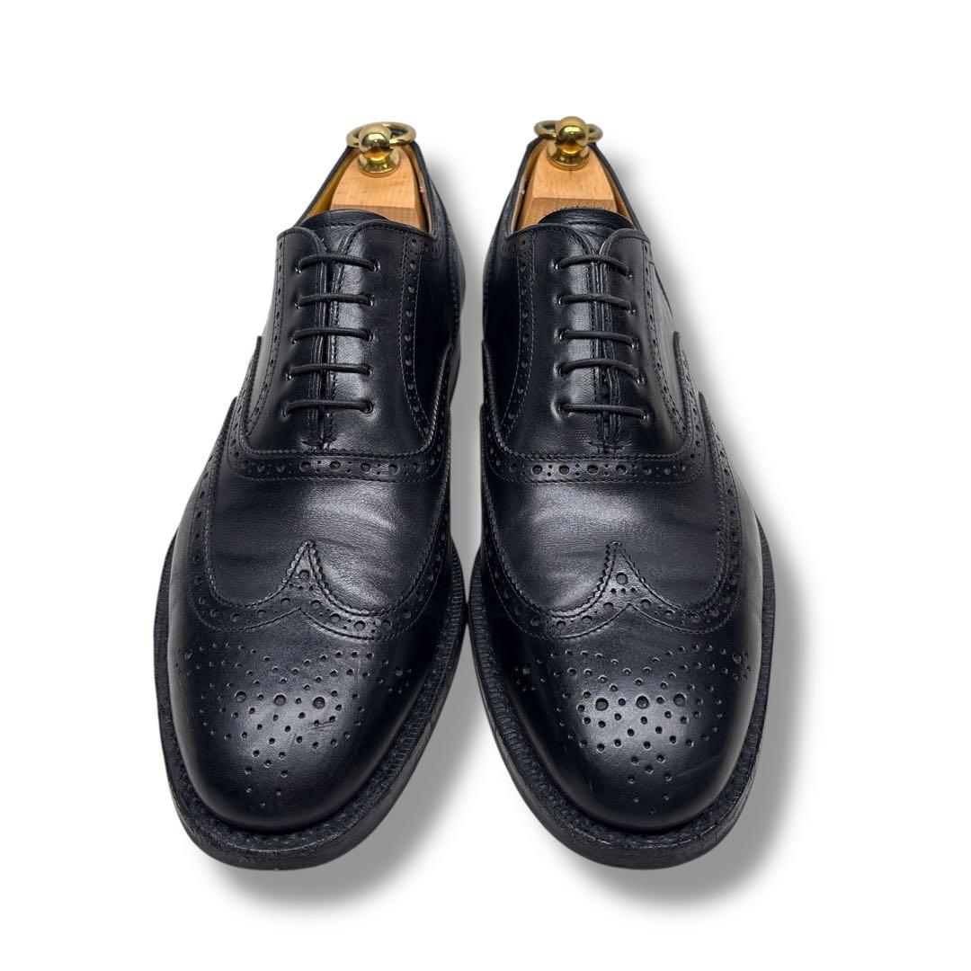 美品■REGAL【25.5】ウィングチップ 本革 革靴 ブラック フルブローグ