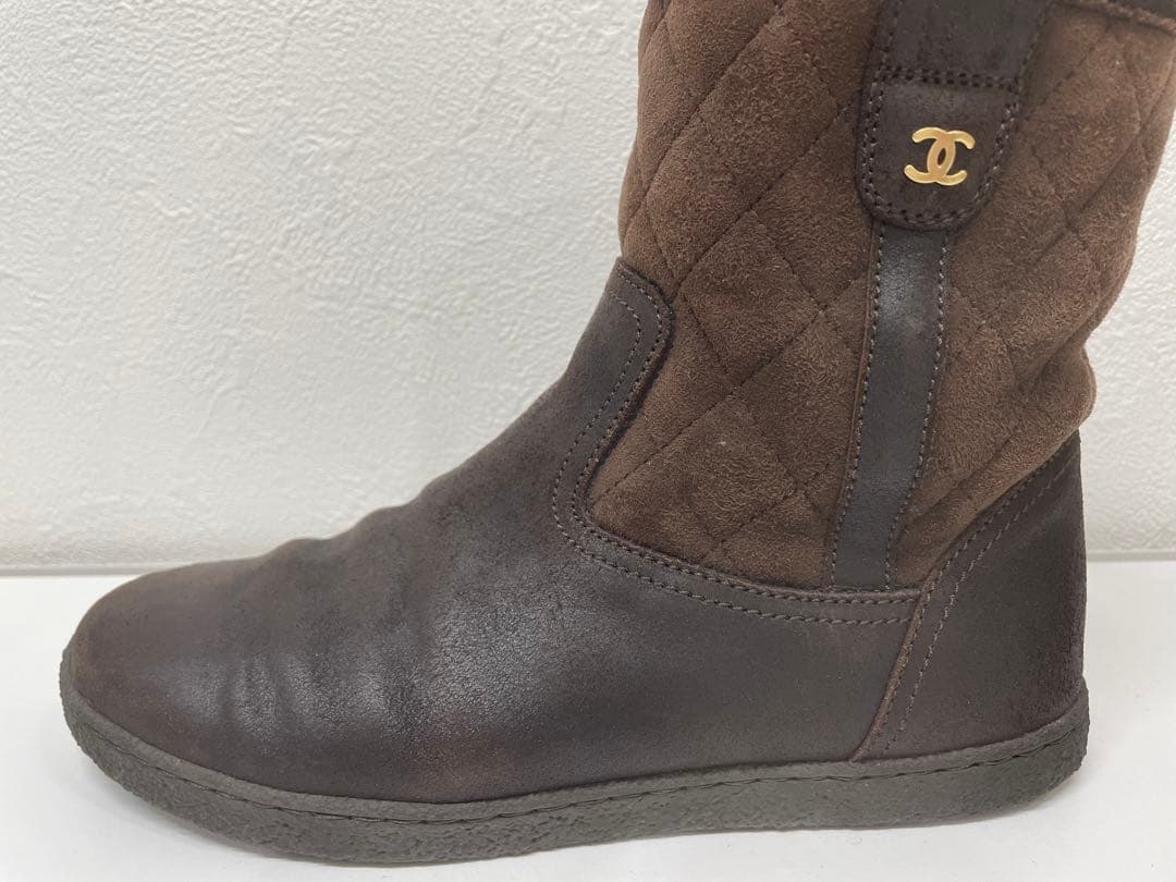 【美品】人気！CHANEL ムートン マトラッセ ココマークショートブーツ 35